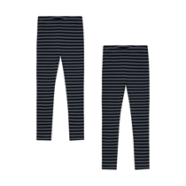 BIRKHOLM 2-Pak Stribede Rib Leggings Skifer Grå & Midnat Sort